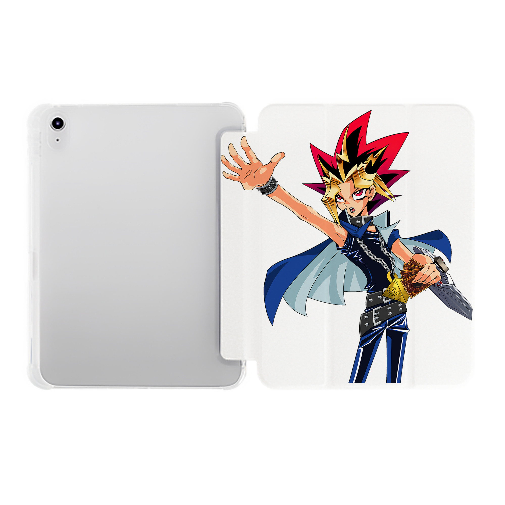 （画像用） 遊☆戯☆王 Yu-Gi-Oh! IPad ケース ペン収納付き 三つ折りスタンド PUレザー×シリコン 対応機種9.5/10.5/10.9インチ